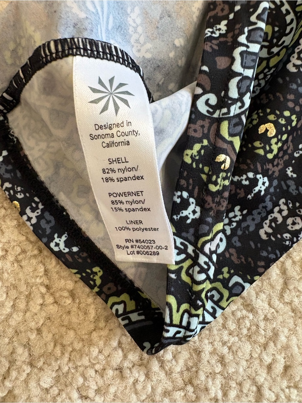 Athleta Paisley-Trim Tankini Top in Black, Yellow and White - Picture 5 of 5